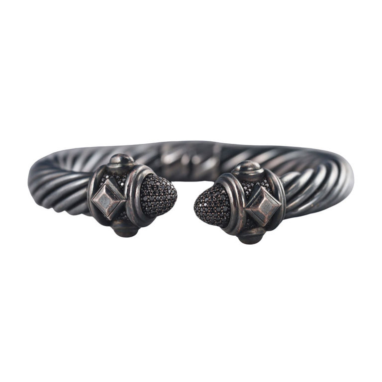 Blackened Sterling Silver Diamond Bracelet
