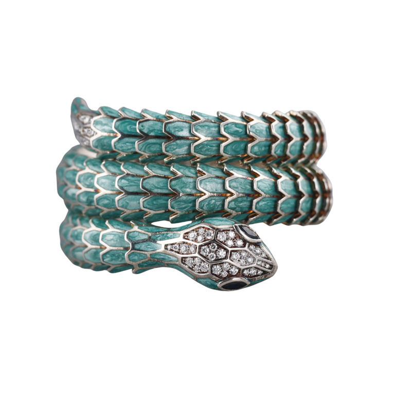 Gold Silver Diamond and Sapphire Bracelet