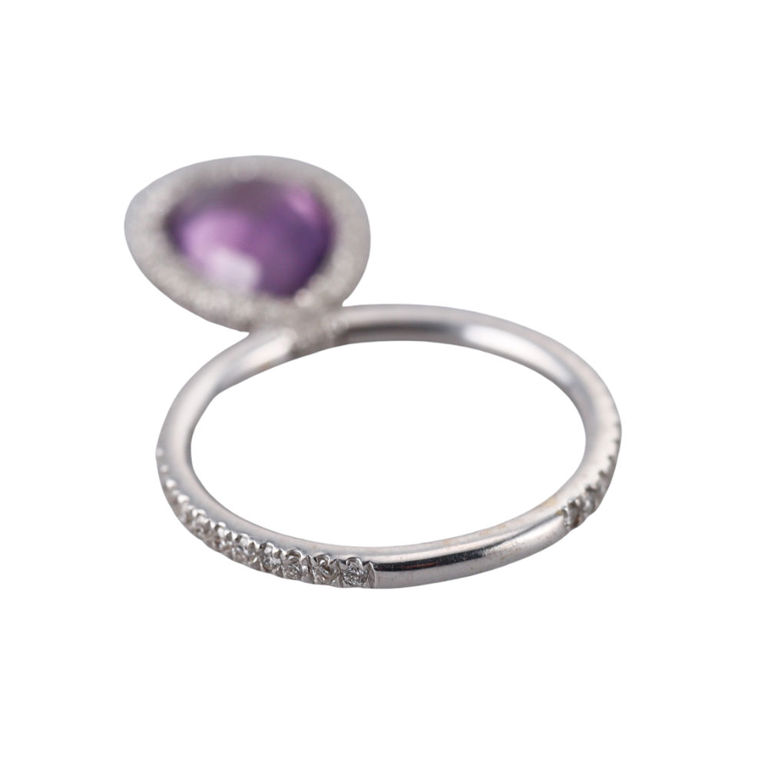 18k Gold Amethyst and Diamond Ring