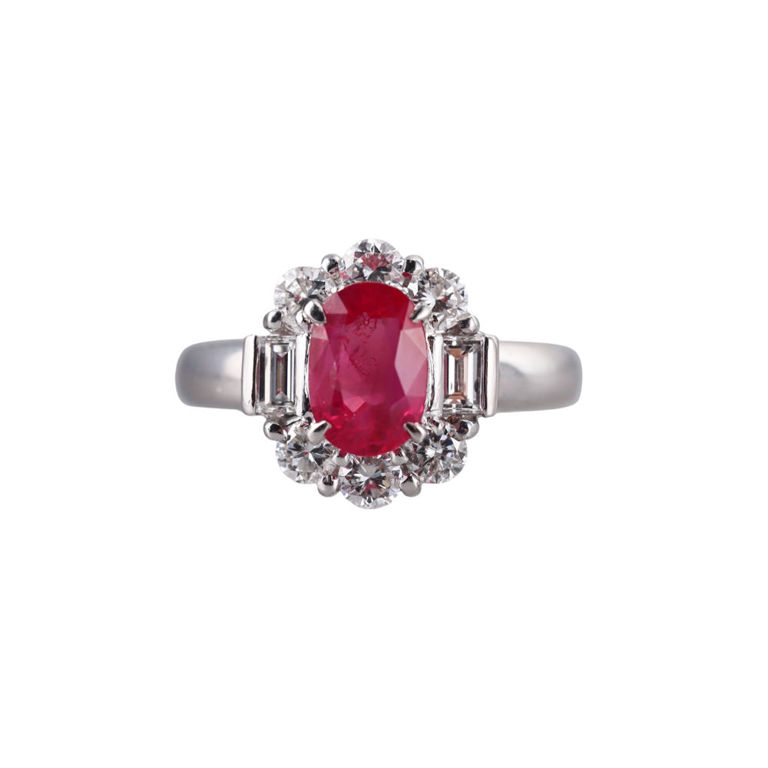 Platinum Ruby and Diamond Ring