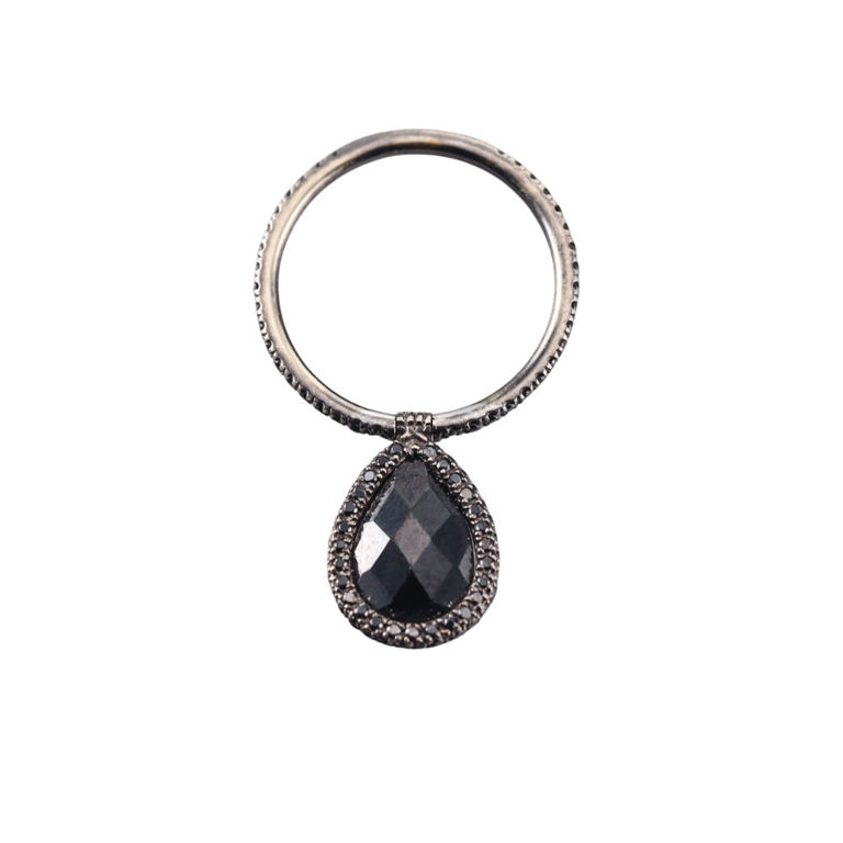 18k Blackened Gold Diamond Ring