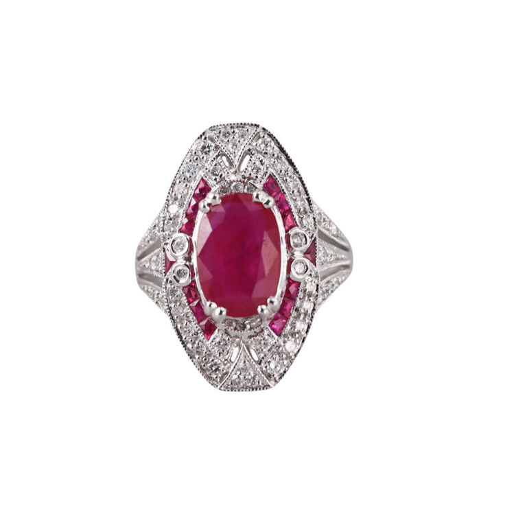 18k Gold Diamond and Ruby Ring