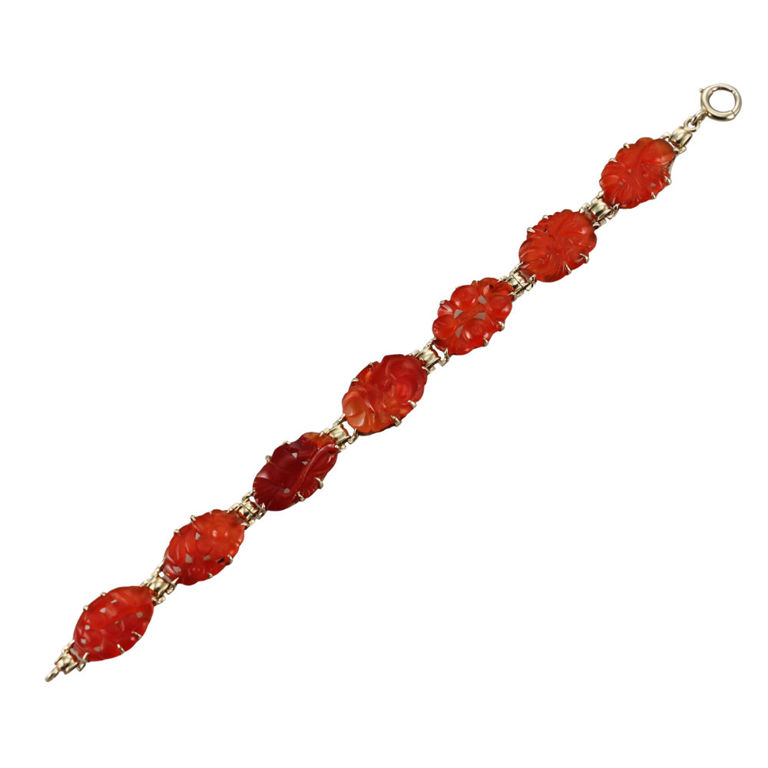 14k Gold Carnelian Bracelet