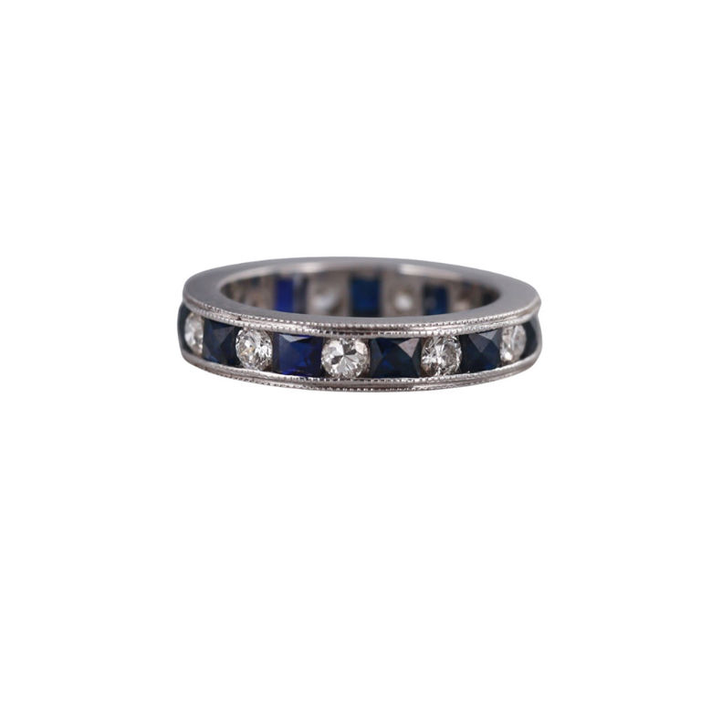 Platinum Sapphire and Diamond Ring