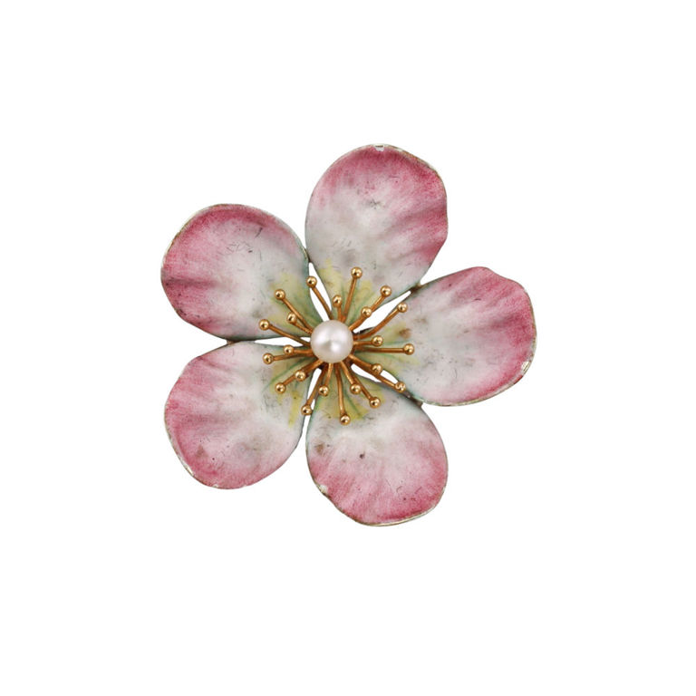 14k Gold Pearl Brooch