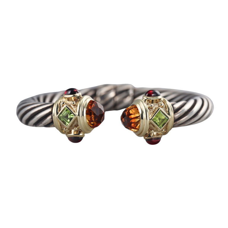 14k Gold Silver Gemstone Bracelet