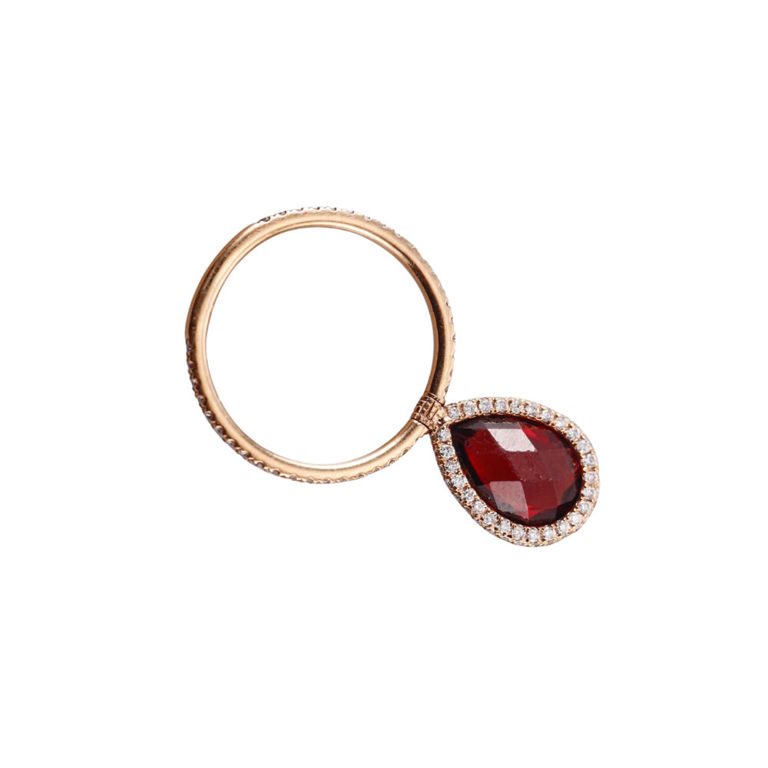 18k Rose Gold Garnet and Diamond Ring