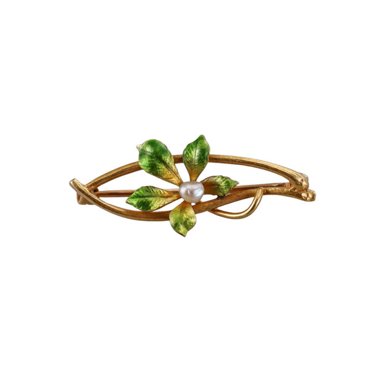 Antique 14k Gold Pearl Brooch