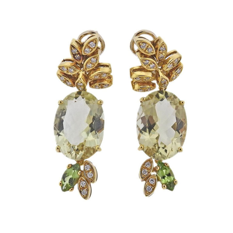 18k Gold Diamond and Gemstone Earrings