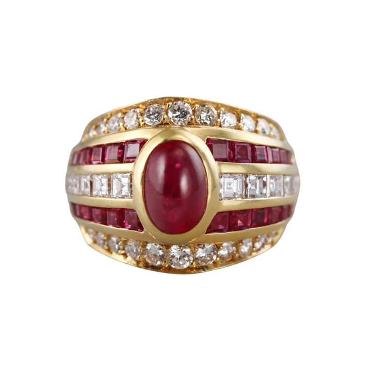 18k Gold Ruby and Diamond Ring