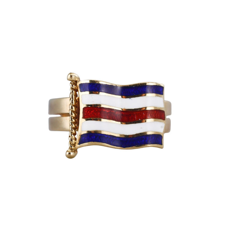 18k Gold Enamel Ring