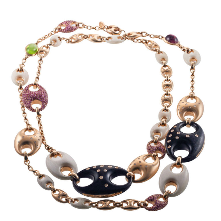 18k Gold Sapphire Diamond Tourmaline Necklace