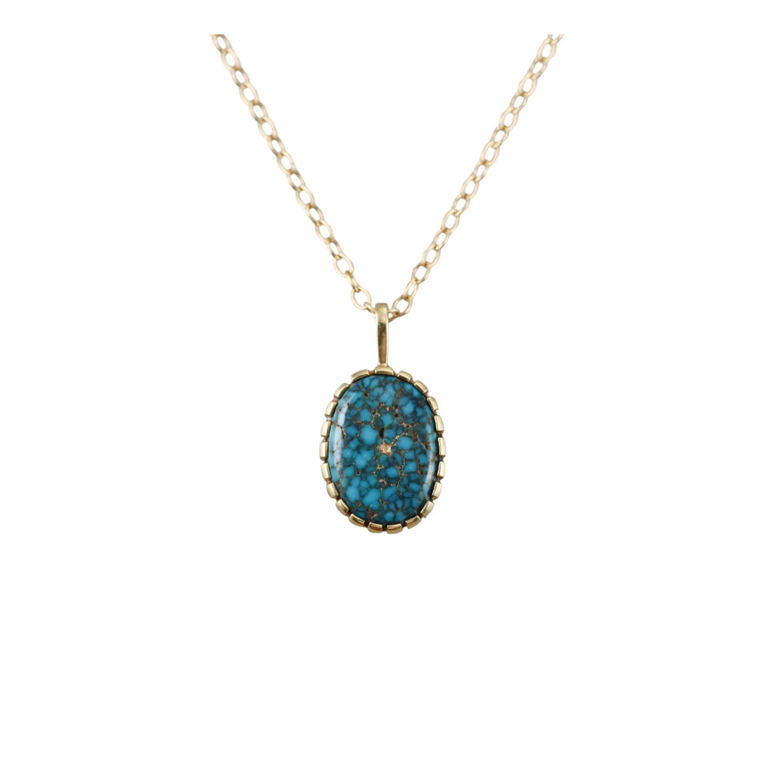 Gold Turquoise Pendant Necklace