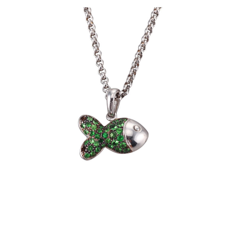 18k Gold Tsavorite Pendant Necklace