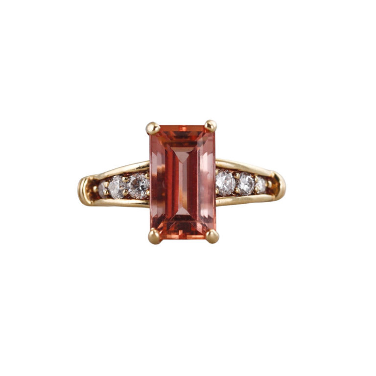 18k Gold Topaz and Diamond Ring