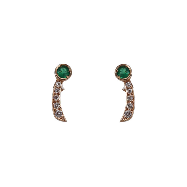 18k Yellow Gold Emerald and Diamond Earrings