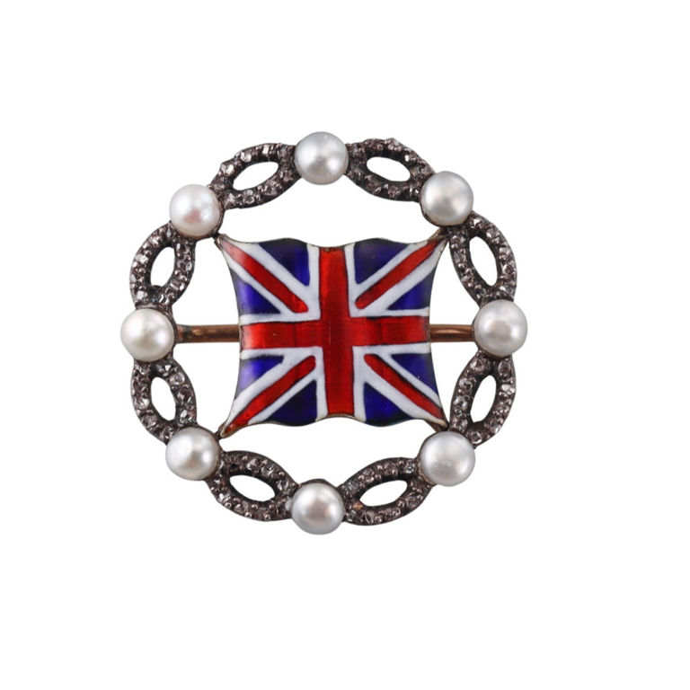 Antique Gold Silver Pearl Brooch