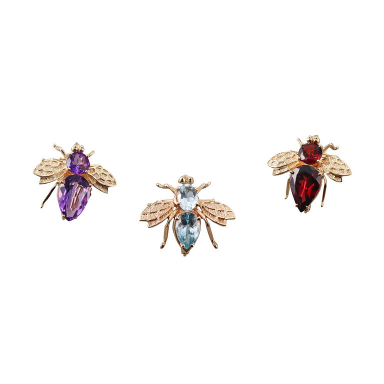 14k Yellow Gold Gemstone Brooches