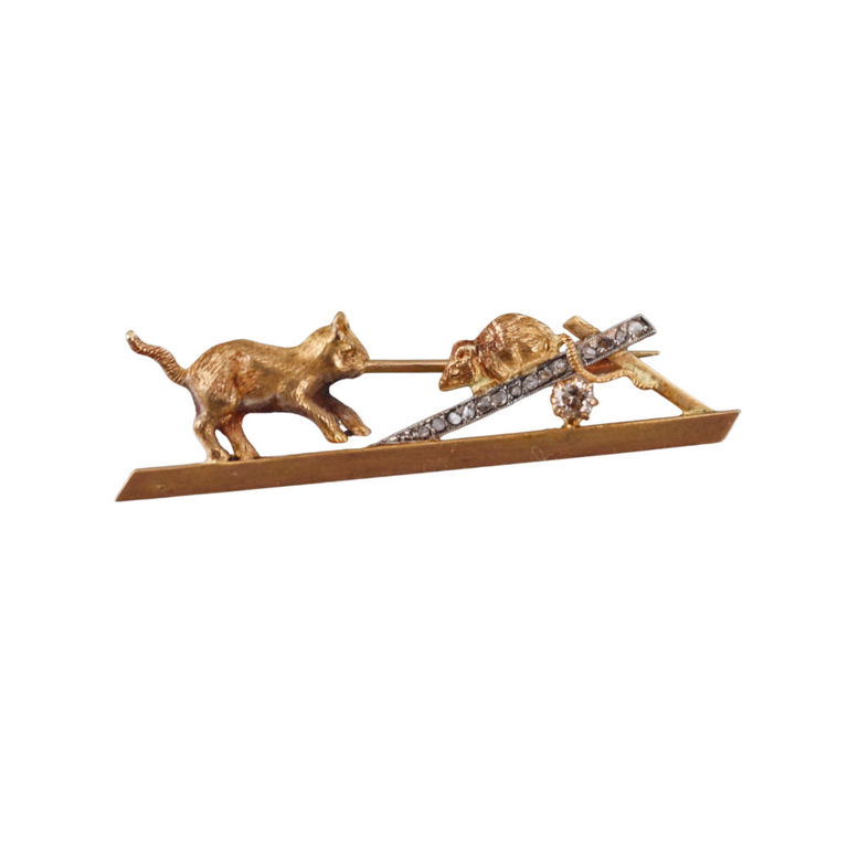 18k Yellow Gold Diamond Brooch