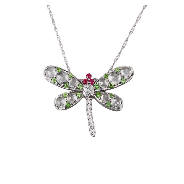 18k Gold Sapphire Diamond and Ruby Necklace