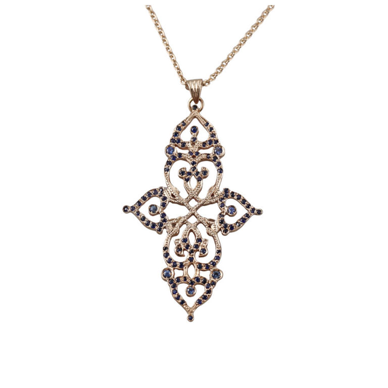 18k Yellow Gold Sapphire Pendant