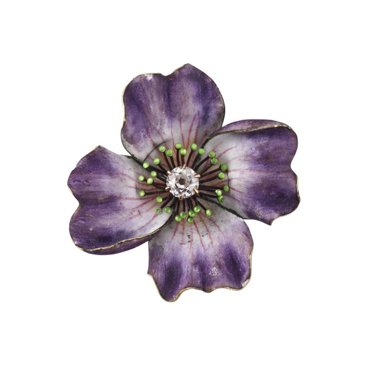 14k Gold Diamond Brooch Pendant
