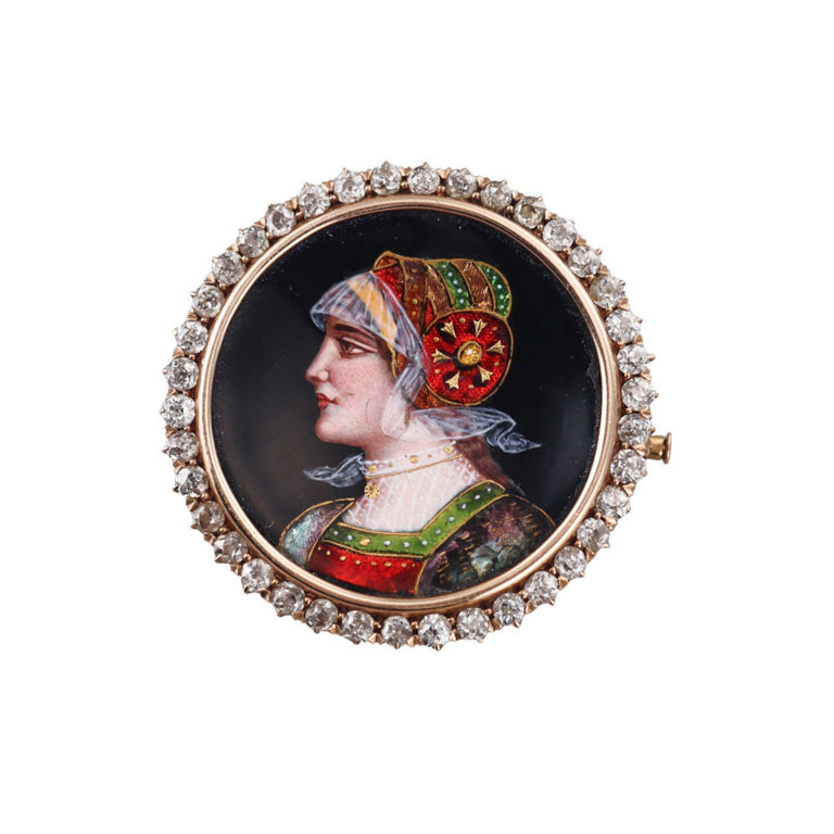 14k Gold Diamond Brooch Pendant