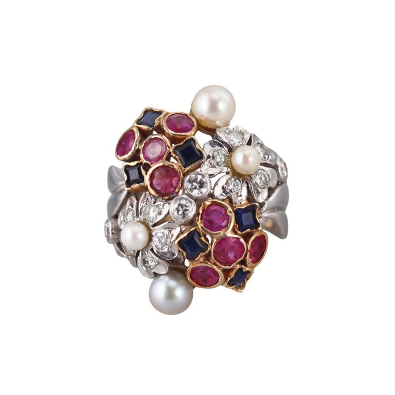 Gold and Platinum Gemstone Ring