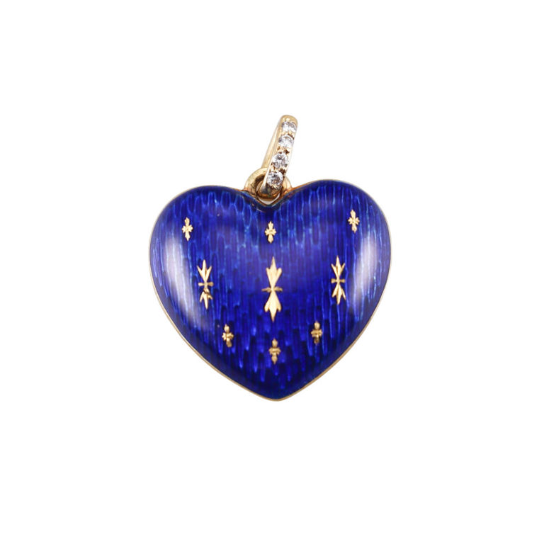18k Gold Diamond Enamel Pendant