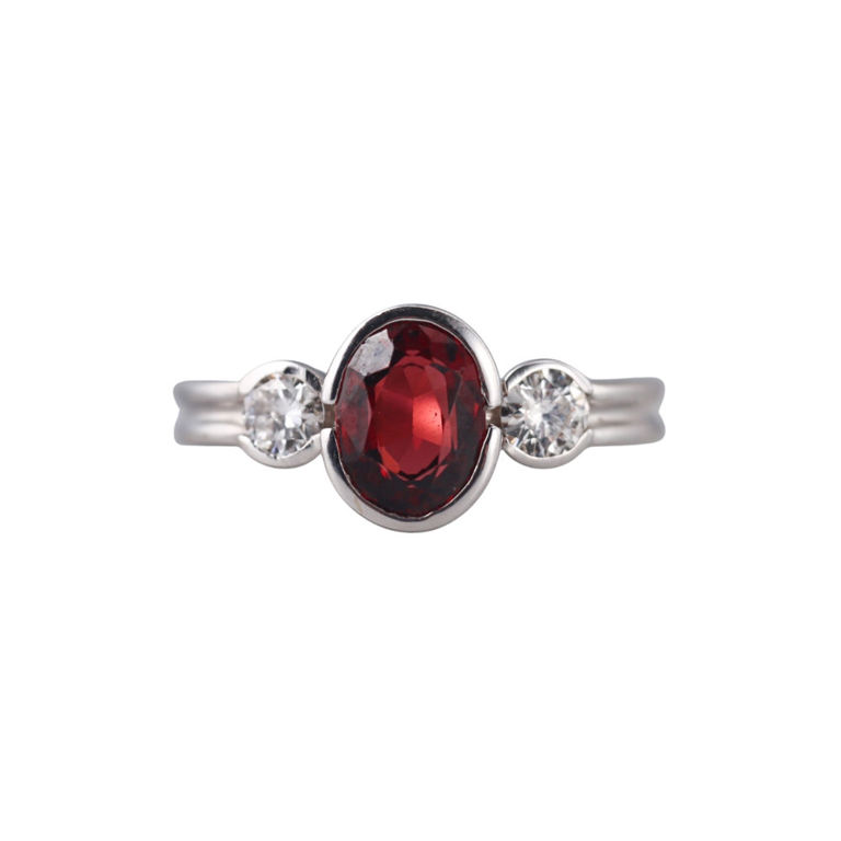 14k White Gold Garnet and Diamond Ring