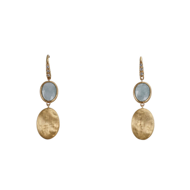 18k Yellow Gold Aquamarine and Diamond Earrings