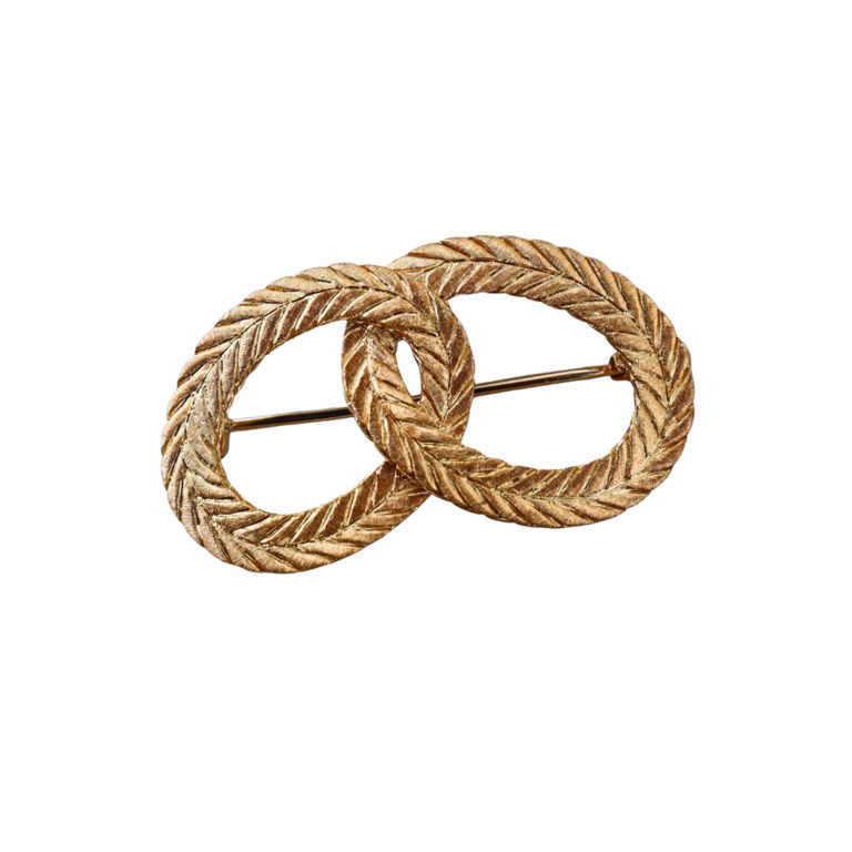 18k Gold Interlocked Brooch
