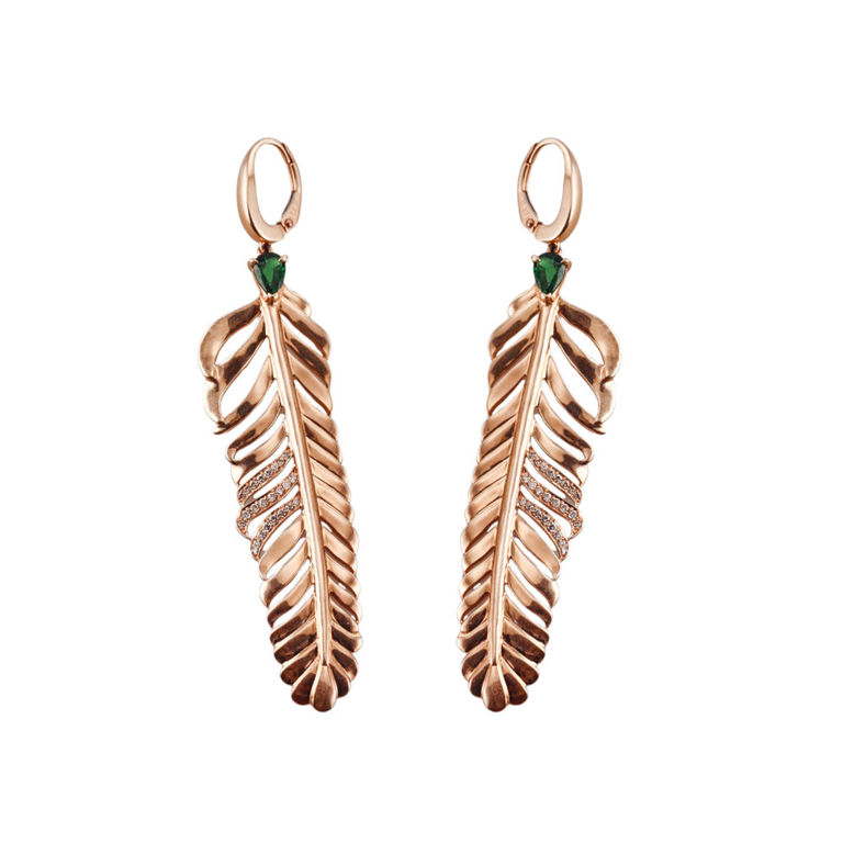 18k Gold Diamond and Tourmaline Earrings