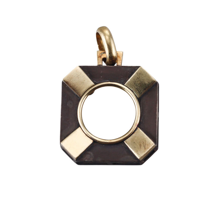 18k Gold and Steel Pendant