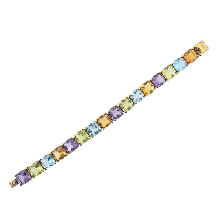 18k Gold Topaz Citrine and Gemstone Bracelet