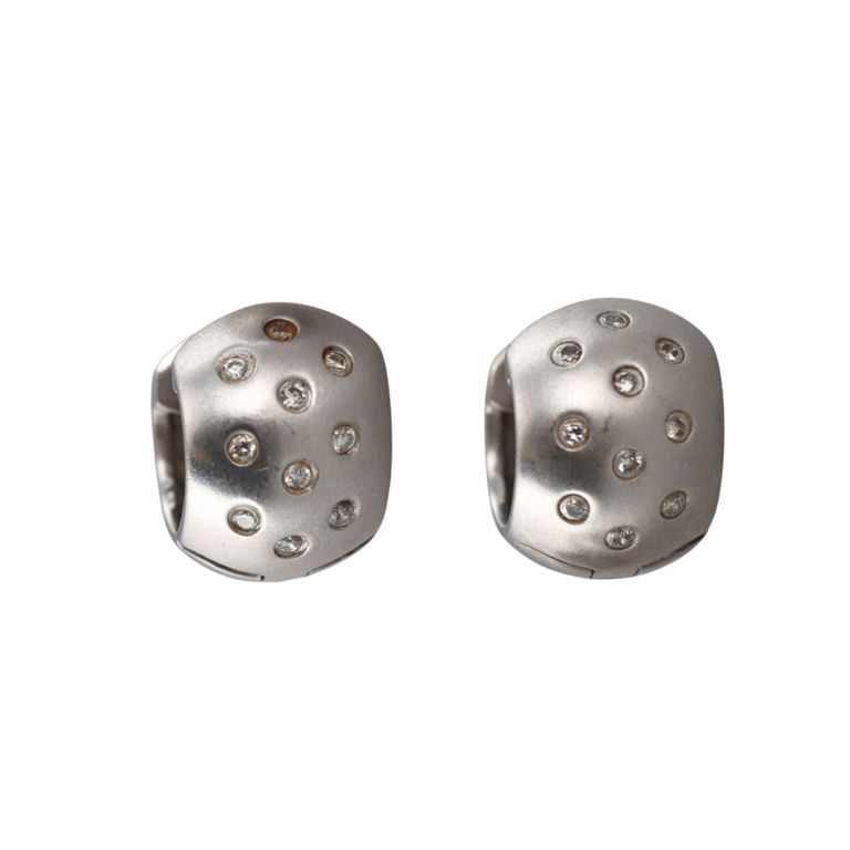 14k White Gold Diamond Huggie Earrings