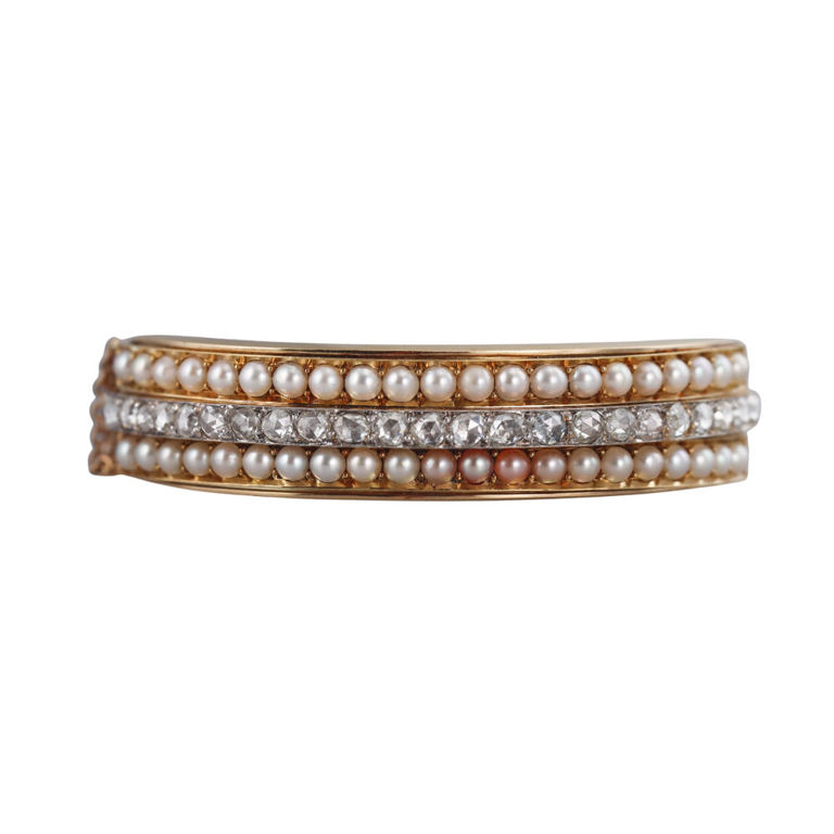 14k Gold Pearl and Diamond Bracelet