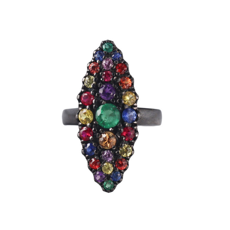 18k Gold Sapphire Emerald Ring