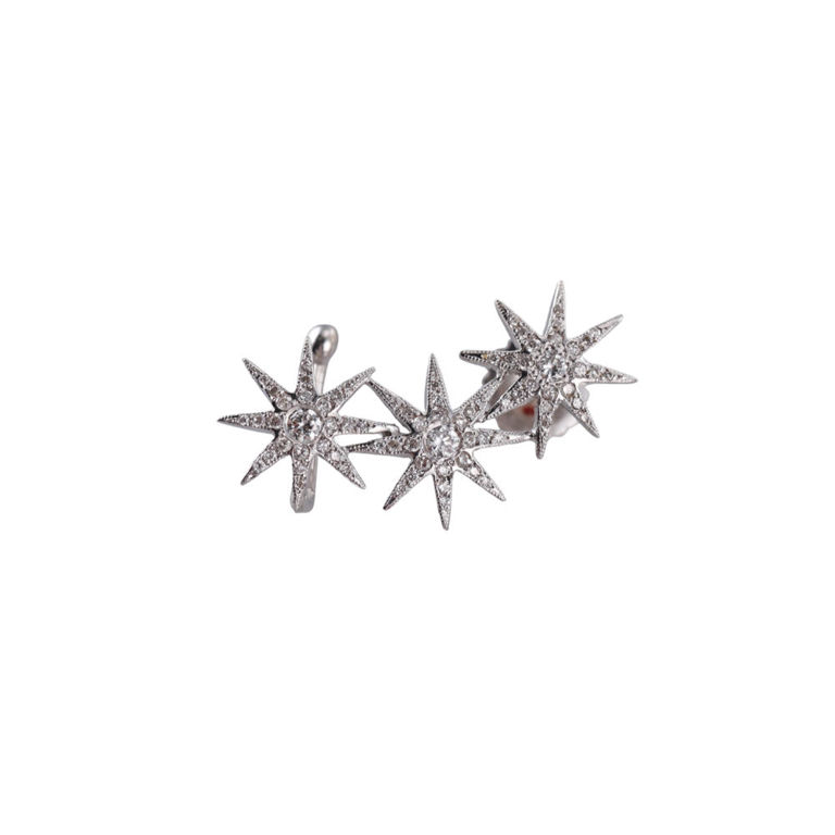 18k Gold Diamond Ear Cuff Earrings
