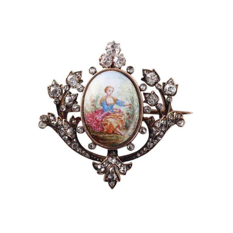 18k Gold Diamond Brooch