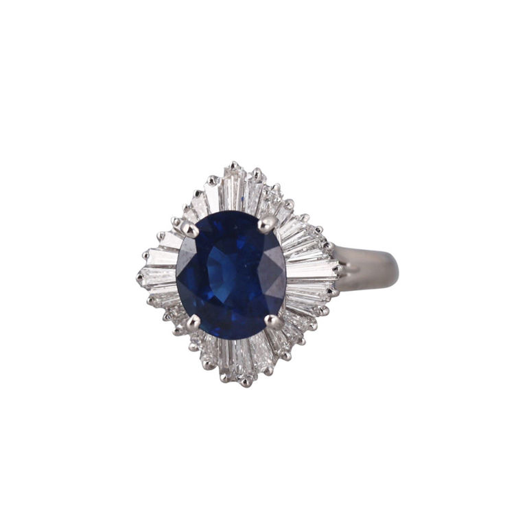 Platinum Sapphire and Diamond Ring