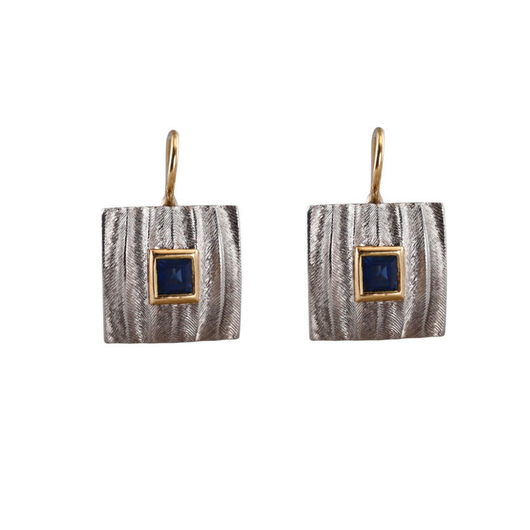 Gold and Platinum Sapphire Earrings