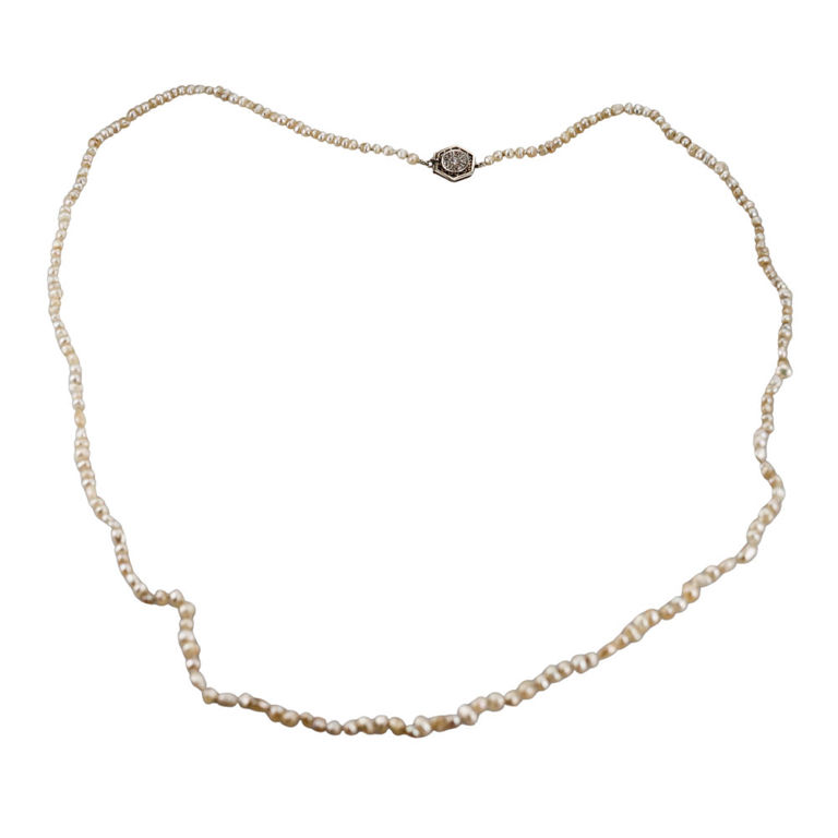 14k Gold Pearl and Diamond Necklace