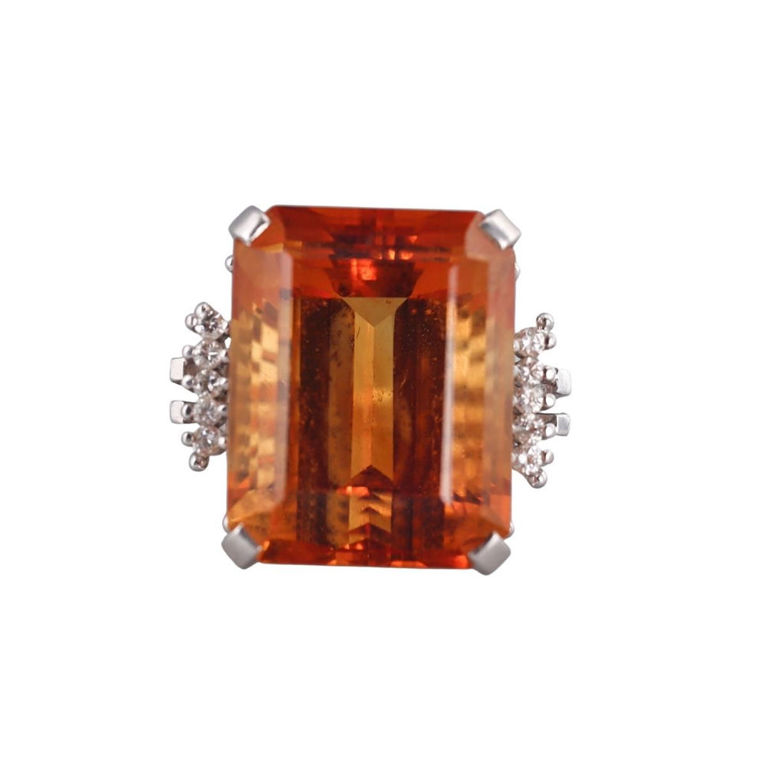 Platinum Citrine and Diamond Ring