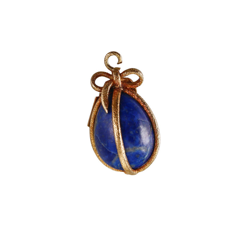18k Gold Lapis Egg Pendant Charm