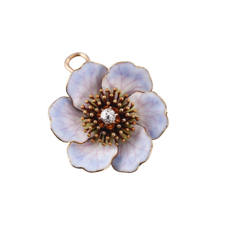 Antique 14k Gold Diamond Brooch Pendant