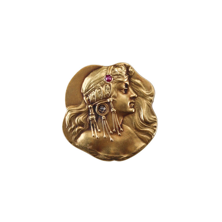 14k Gold Sapphire and Diamond Brooch
