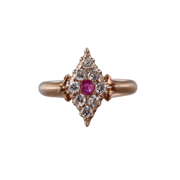 14k Gold Diamond and Ruby Ring