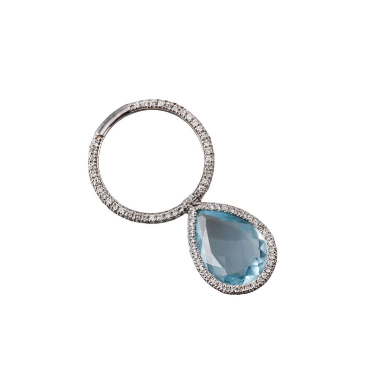 18k Gold Diamond and Topaz Ring