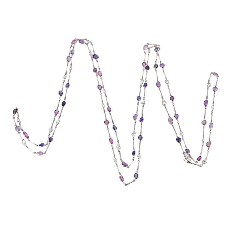 Platinum Sapphire and Diamond Necklace
